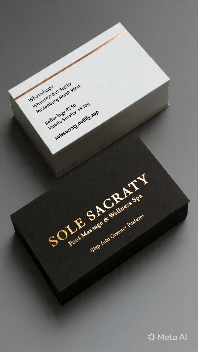 Sole Sacraty premium business cards with gold foil